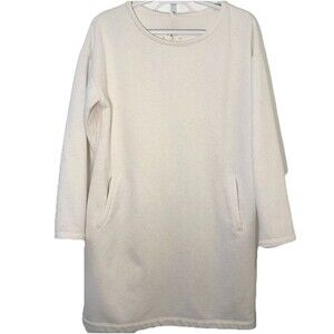 Lou & Grey Sweatshirt Dress Small Oatmeal Cream Pockets Casual